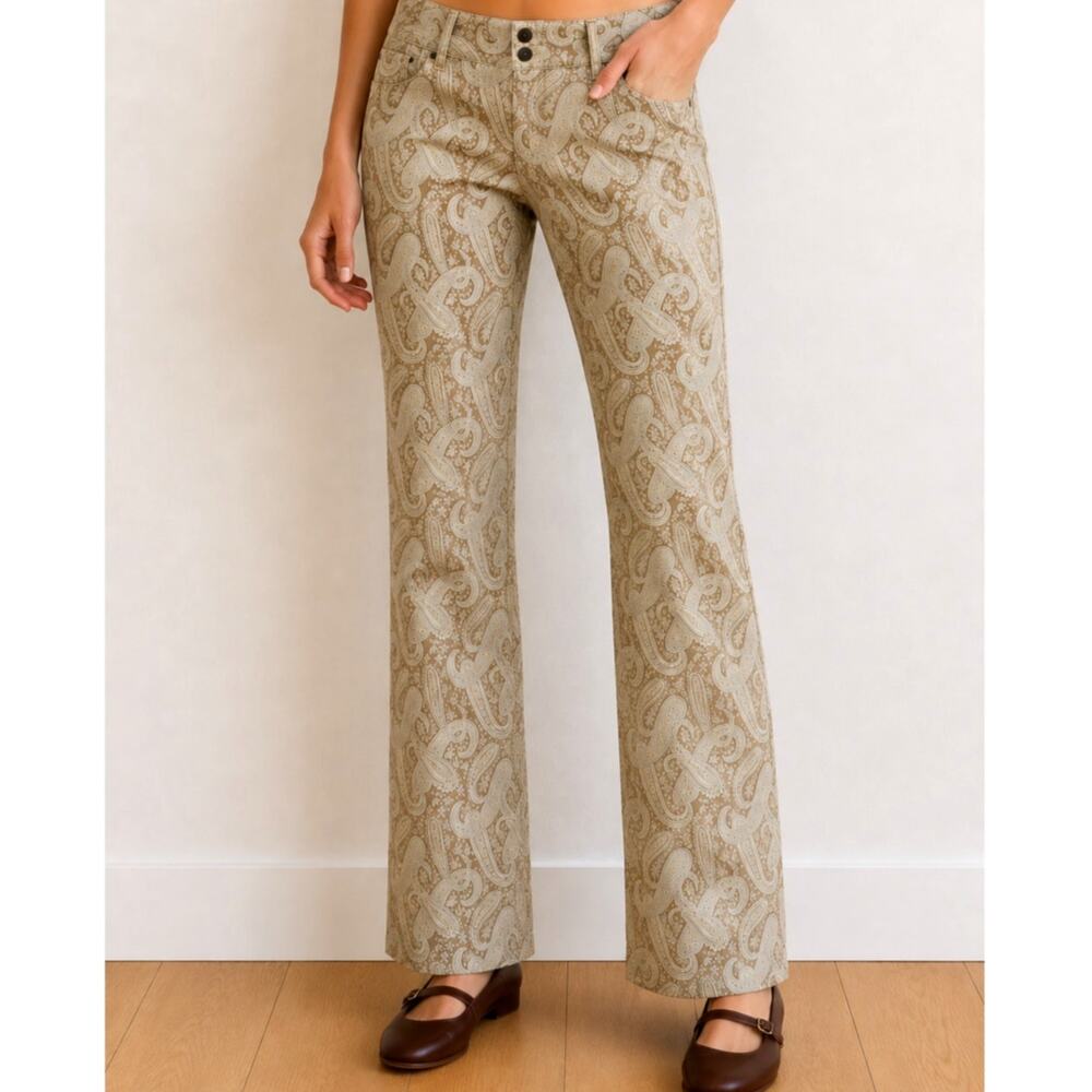 Vintage Y2K Tommy Hilfiger Paisley Pants Retro Boho Mid Rise Straight Leg 12